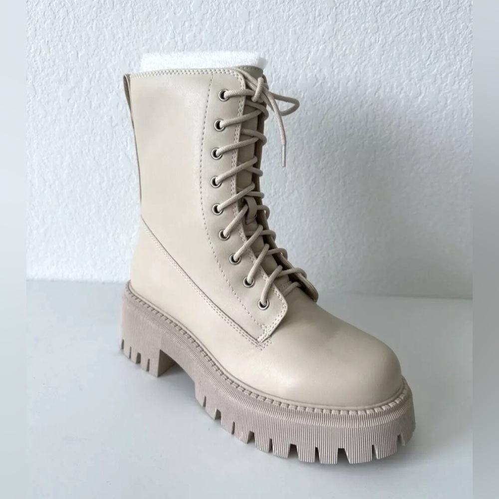 Madden Girl Knight Combat Lace-up Boots 6/7/9.5  -Almond-